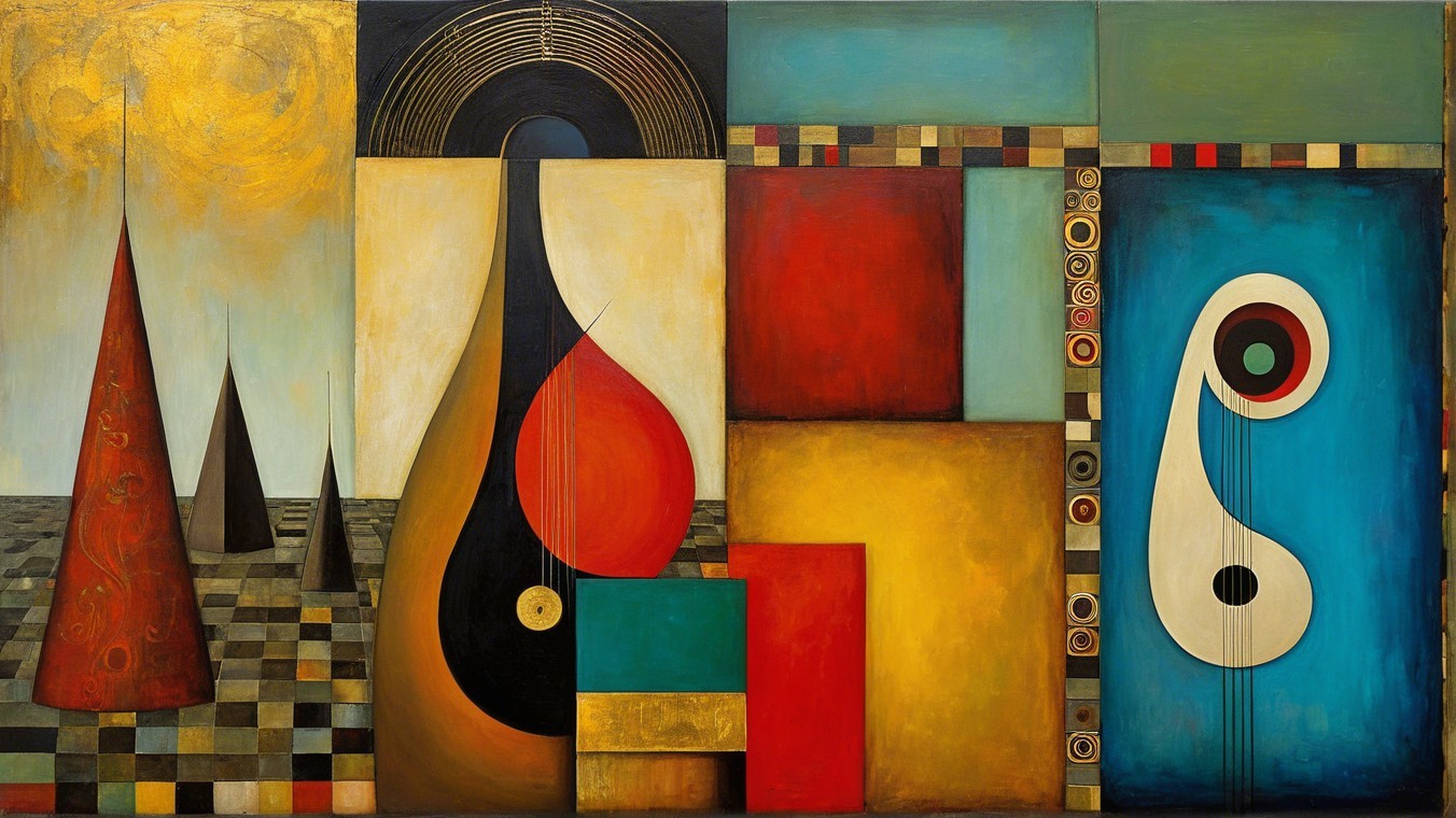 Vibrant Abstract Artwork with Shapes and Colors