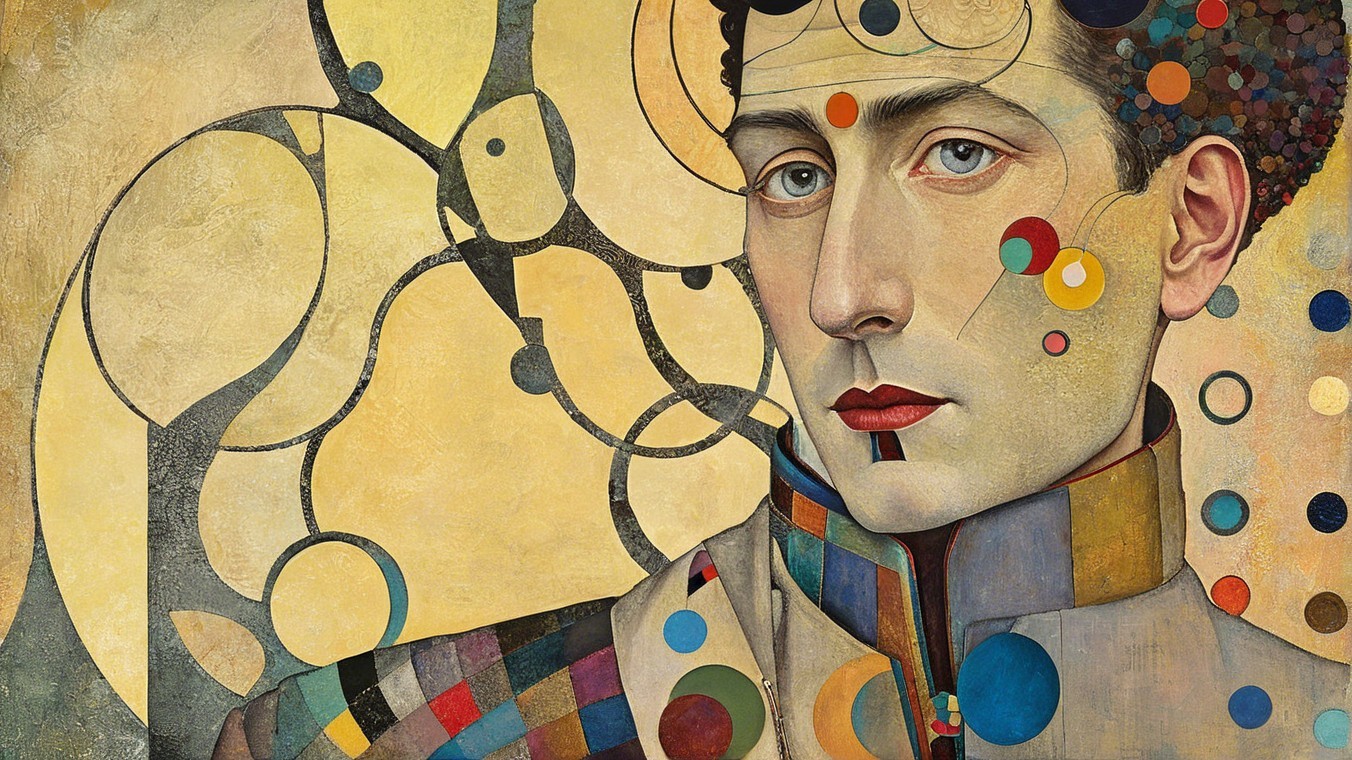 Abstract Portrait of a Man with Geometric Shapes