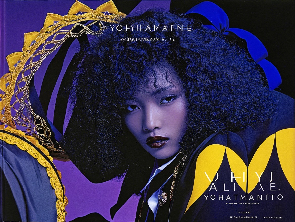 Striking Portrait with Bold Makeup and Fashion Elements