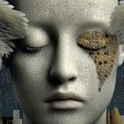 Surreal Portrait of a Woman with Golden Eyes