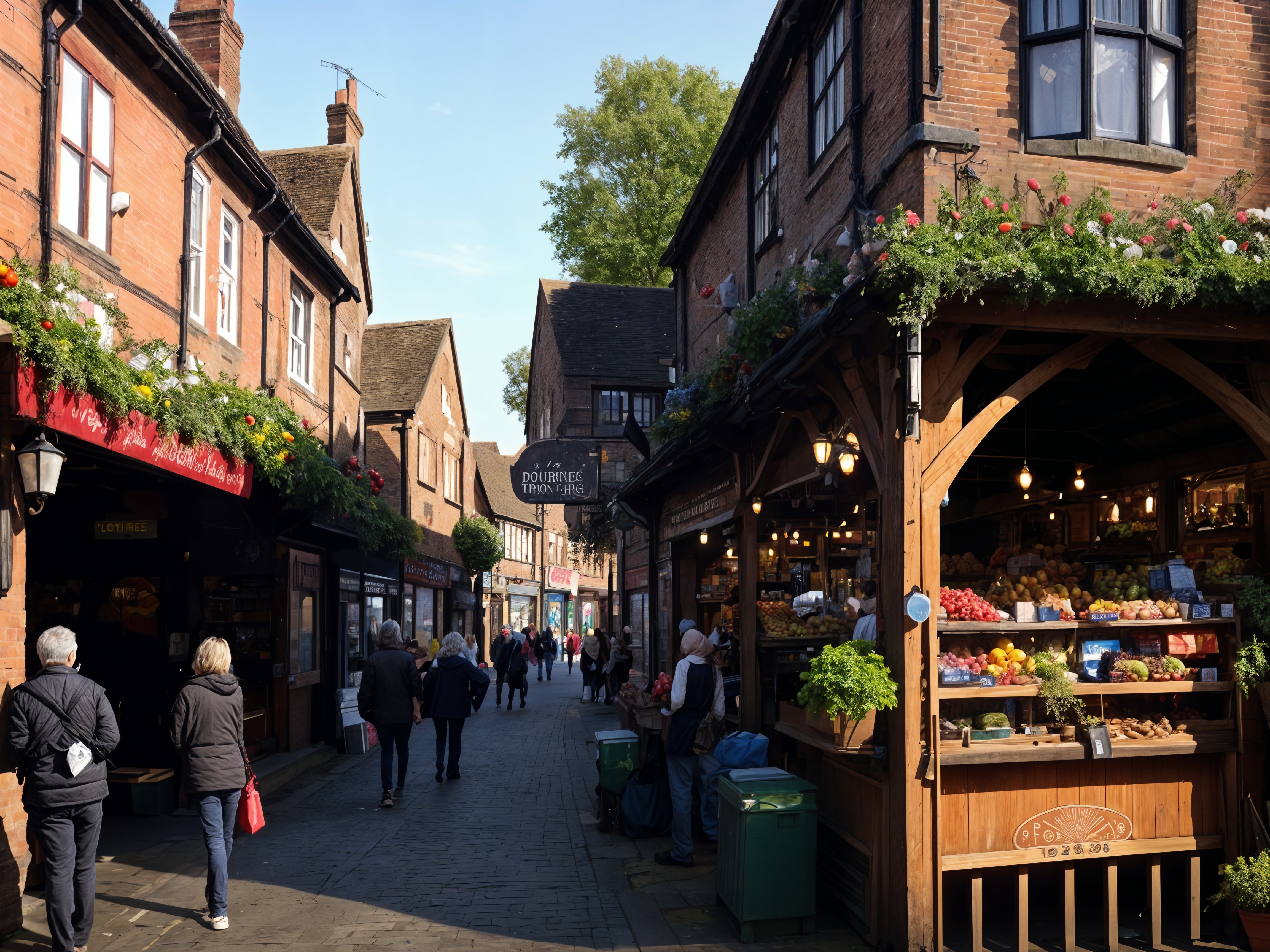 Charming Village Street Scene with Traditional Architecture