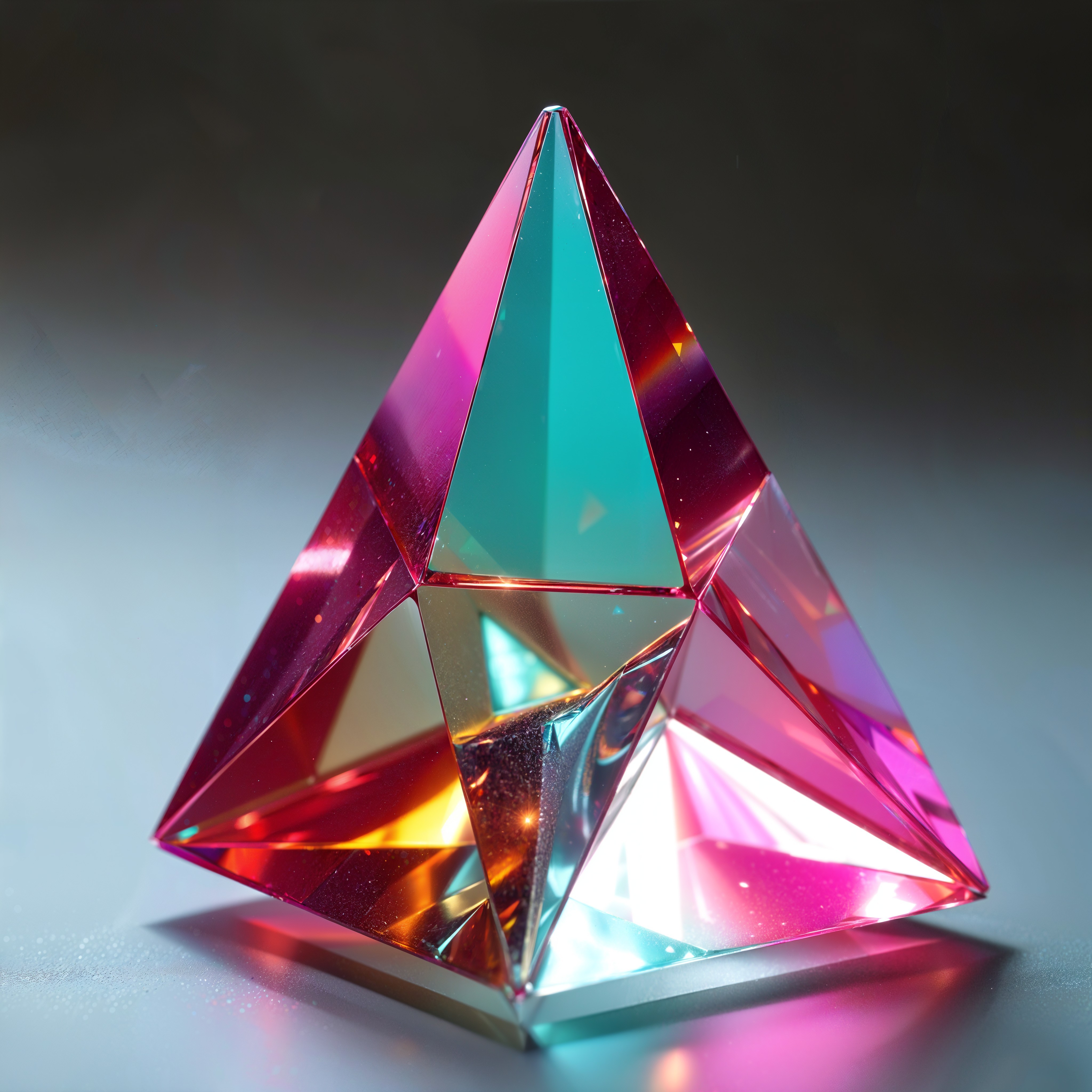 Crystal Pyramid Prism with Vibrant Color Reflections