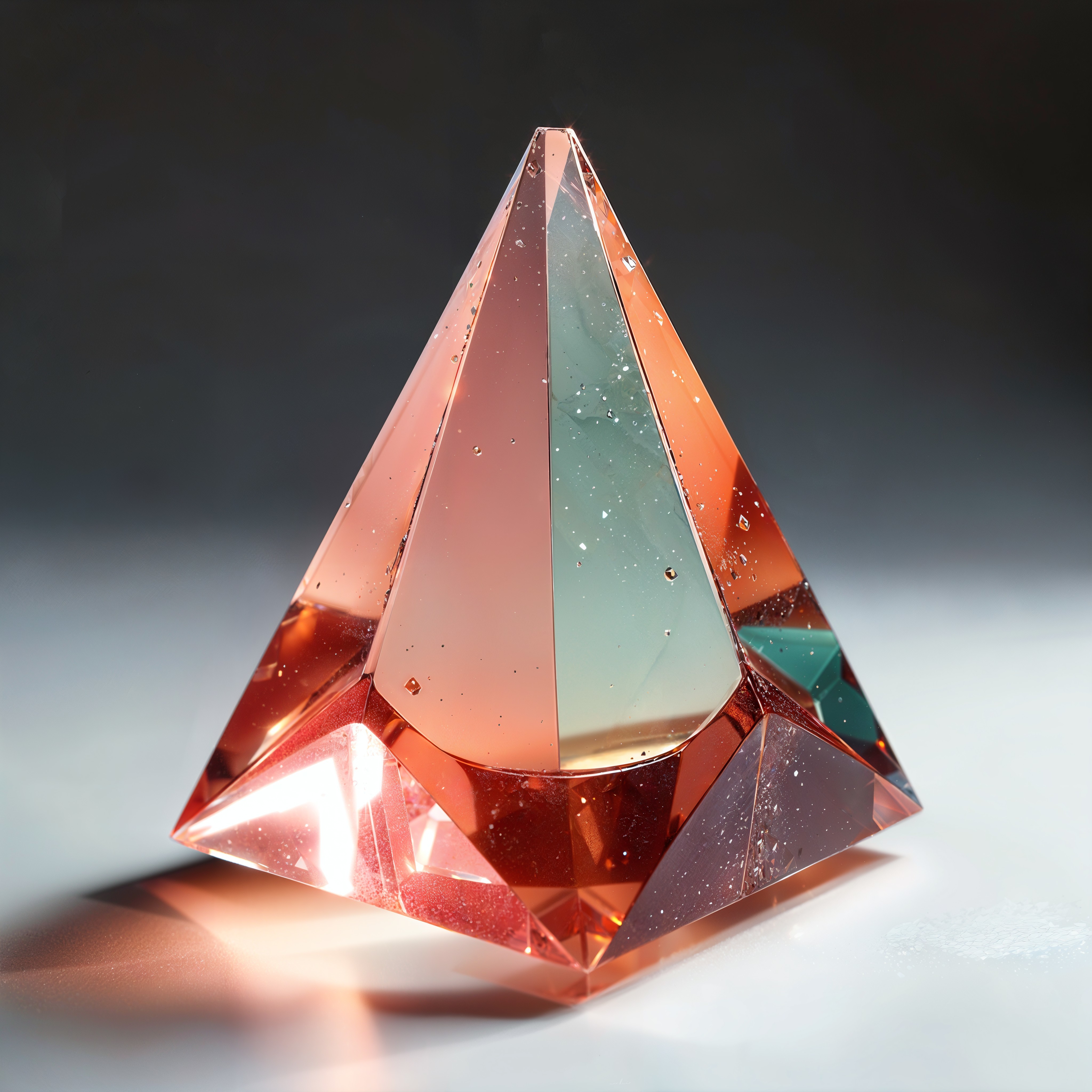 Elegant Crystal Pyramid in Pink and Green Hues
