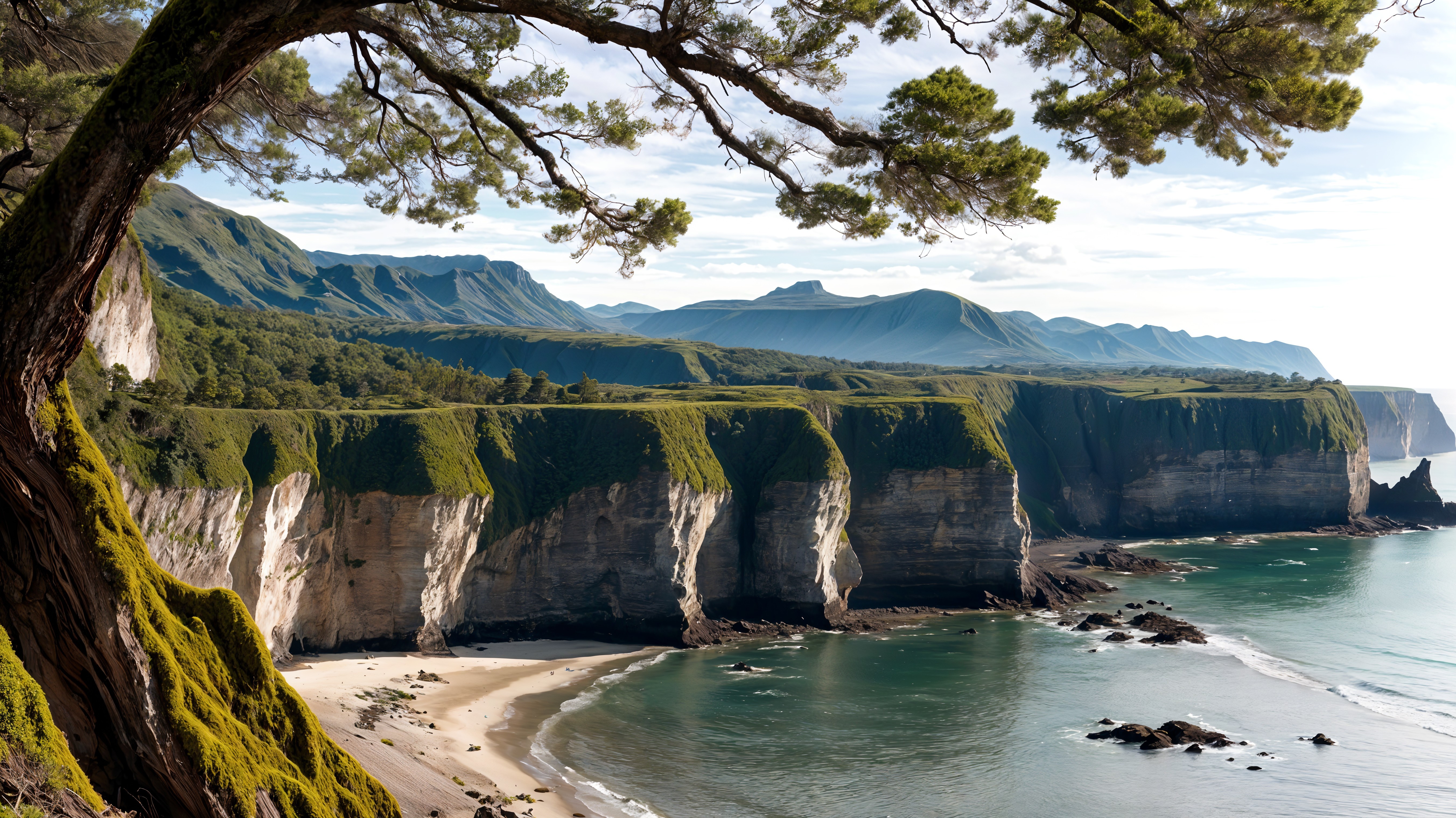 Coastal Landscape with Cliffs and Sandy Beach
