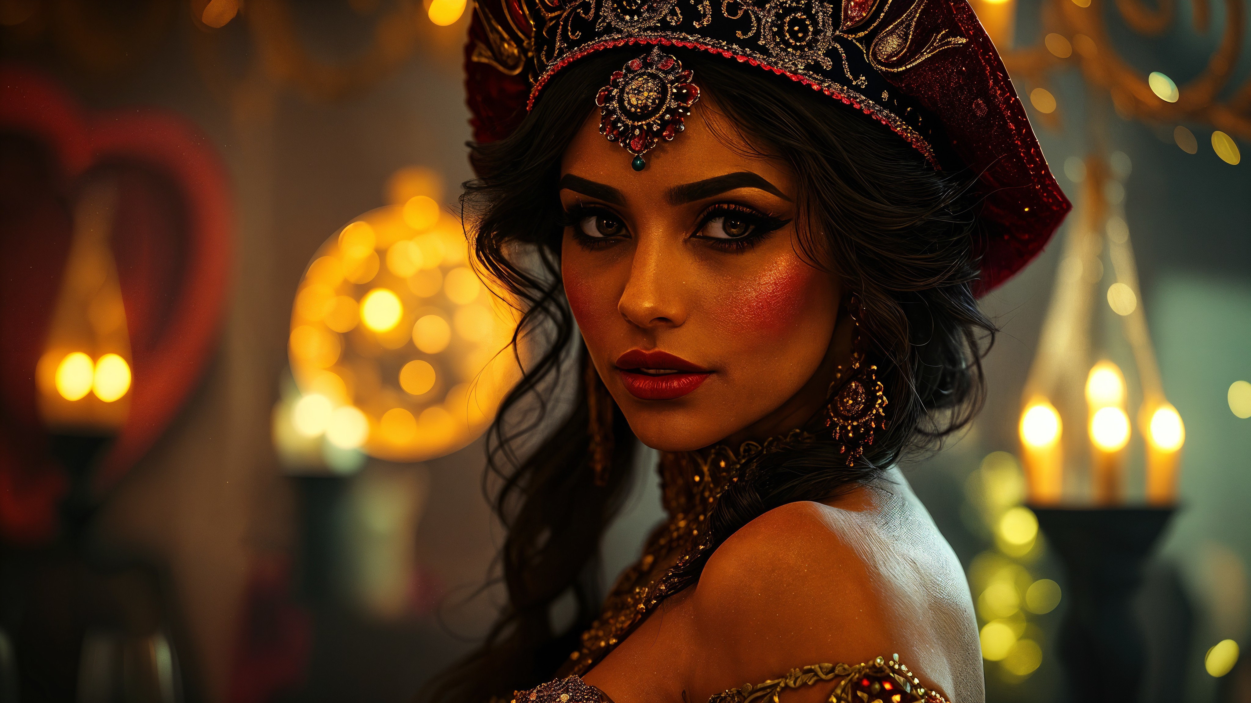 Captivating woman in traditional attire and jewelry