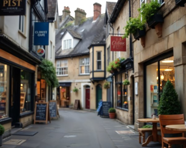 Charming Cobblestone Alleyway with Shops and Cafes