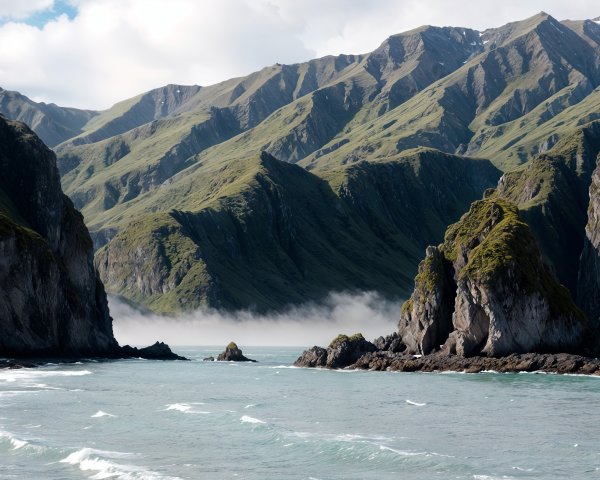 Serene Coastal Landscape with Cliffs and Ocean
