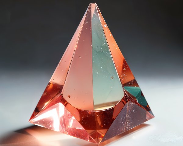 Elegant Crystal Pyramid in Pink and Green Hues