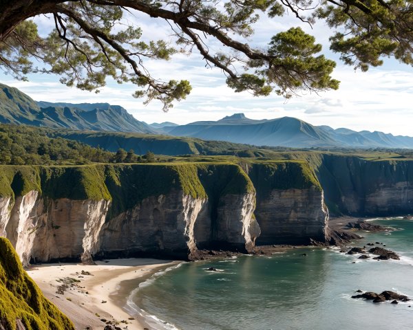 Coastal Landscape with Cliffs and Sandy Beach