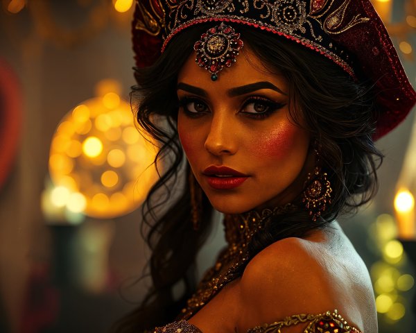 Captivating woman in traditional attire and jewelry