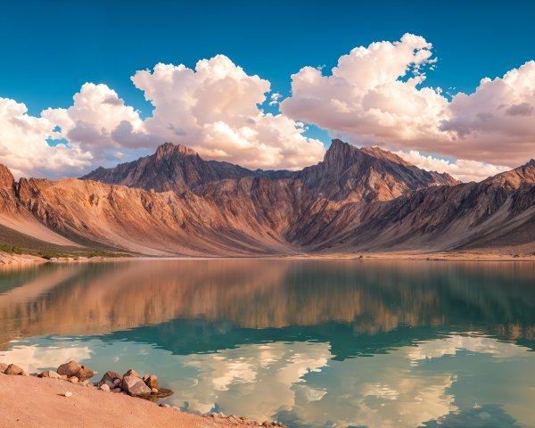 Serene Mountain Landscape with Turquoise Lake Reflection