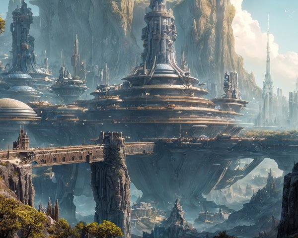 Futuristic cityscape with sleek designs and greenery