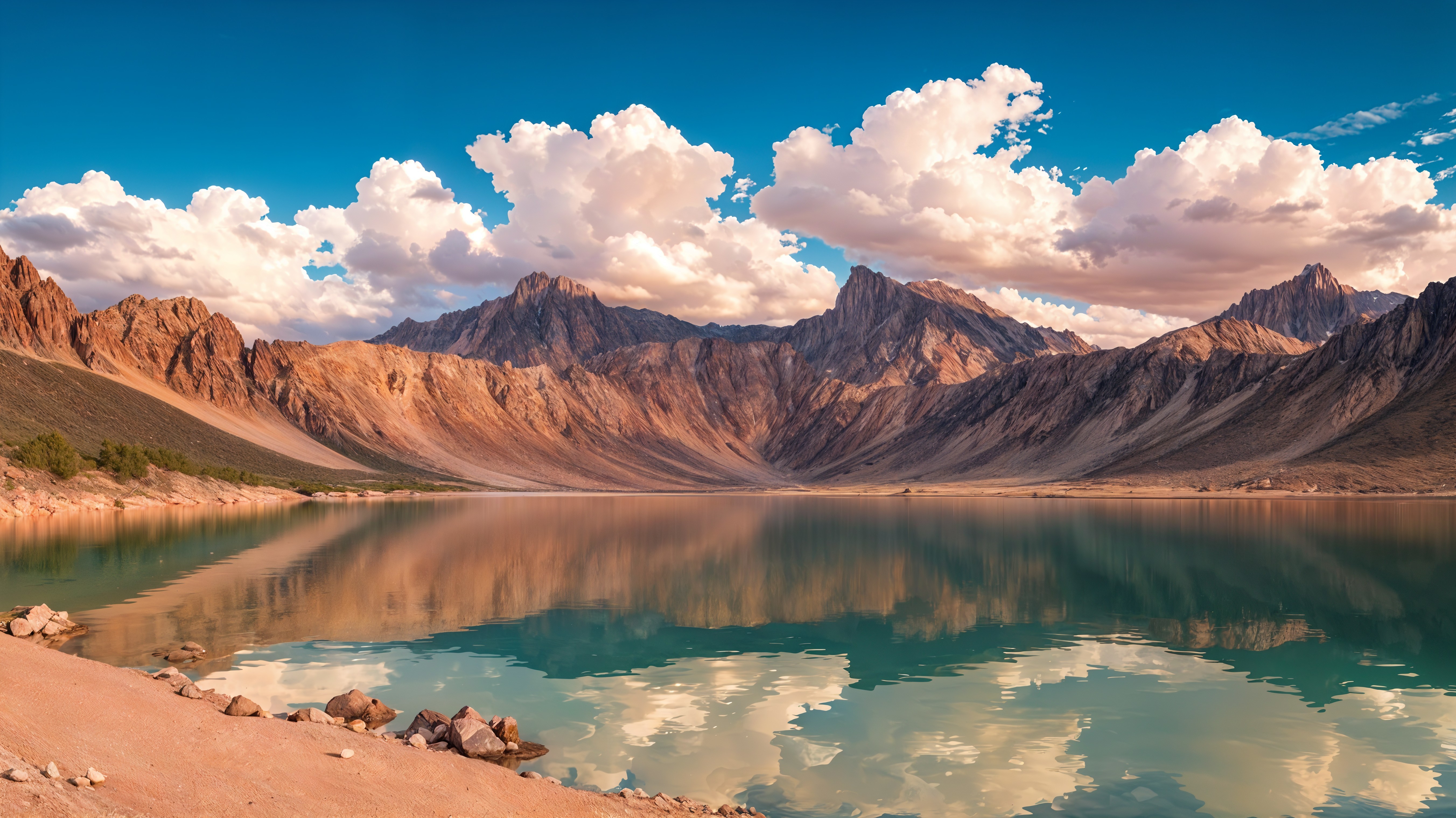 Serene Mountain Landscape with Turquoise Lake Reflection