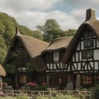 Charming Thatched-Roof Cottages in a Village Scene