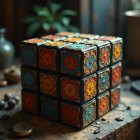 Colorful 3D Puzzle Cube with Floral Patterns