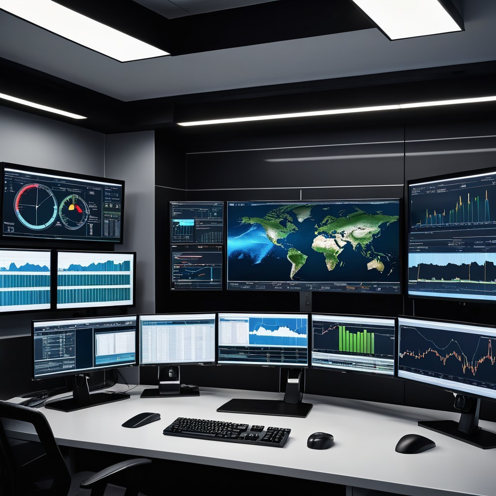 Modern Control Room with Multiple Data Displays