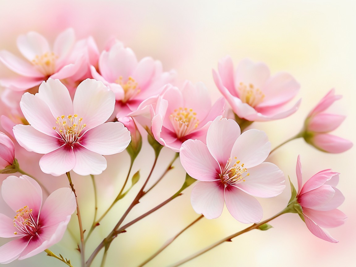 Delicate Pink Cherry Blossoms with Soft Petals