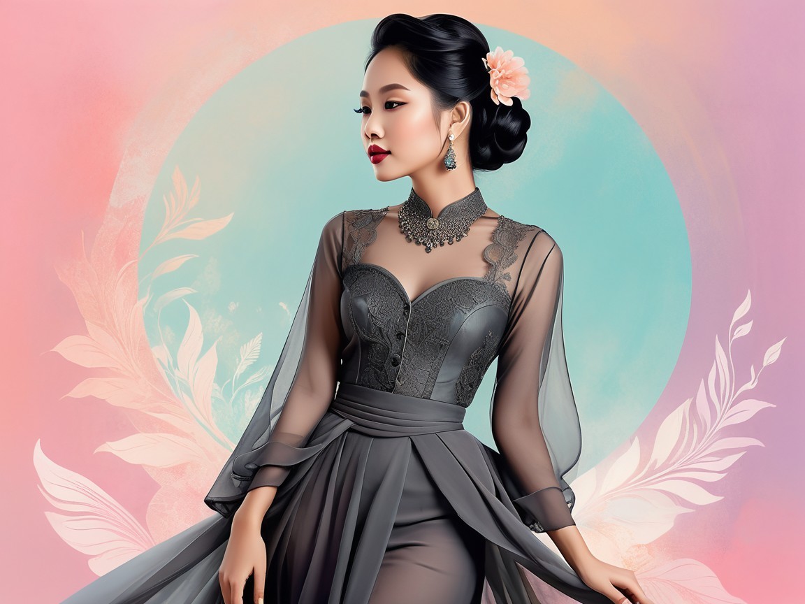 Elegant Black Dress with Sheer Sleeves and Lace Detail