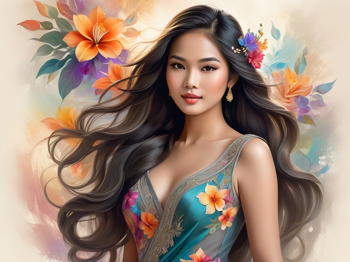 Portrait of a Young Woman with Floral Accents