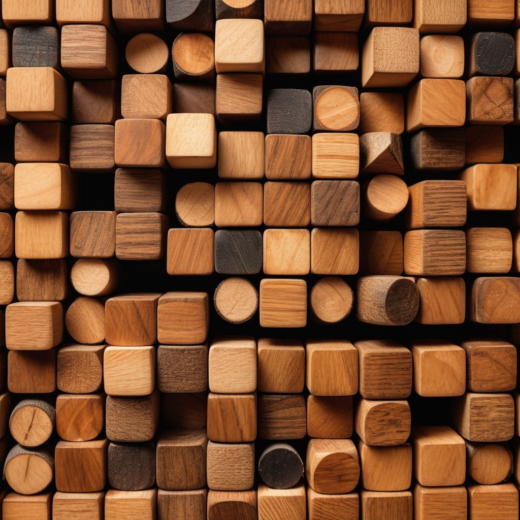 Intricate Arrangement of Glossy Wooden Blocks