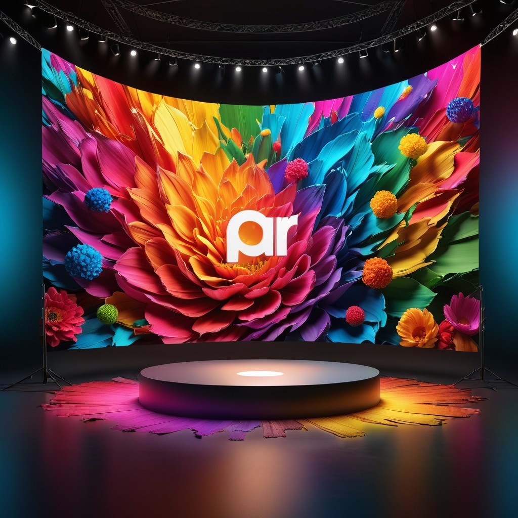 Vibrant Stage Backdrop with Colorful Floral Design