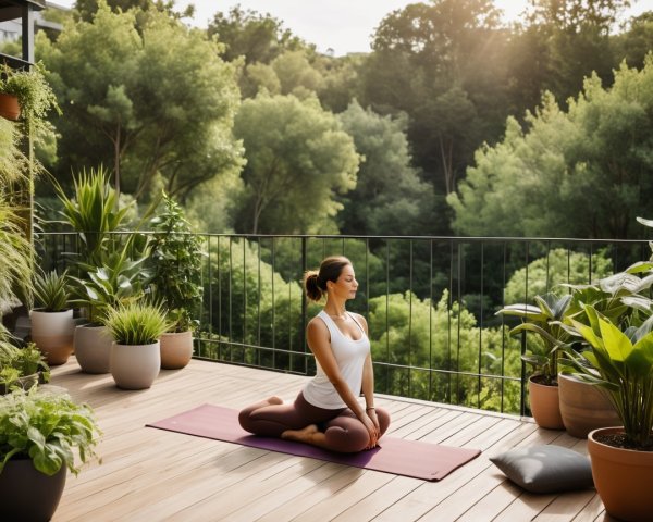 Woman Practicing Yoga in Serene Outdoor Setting