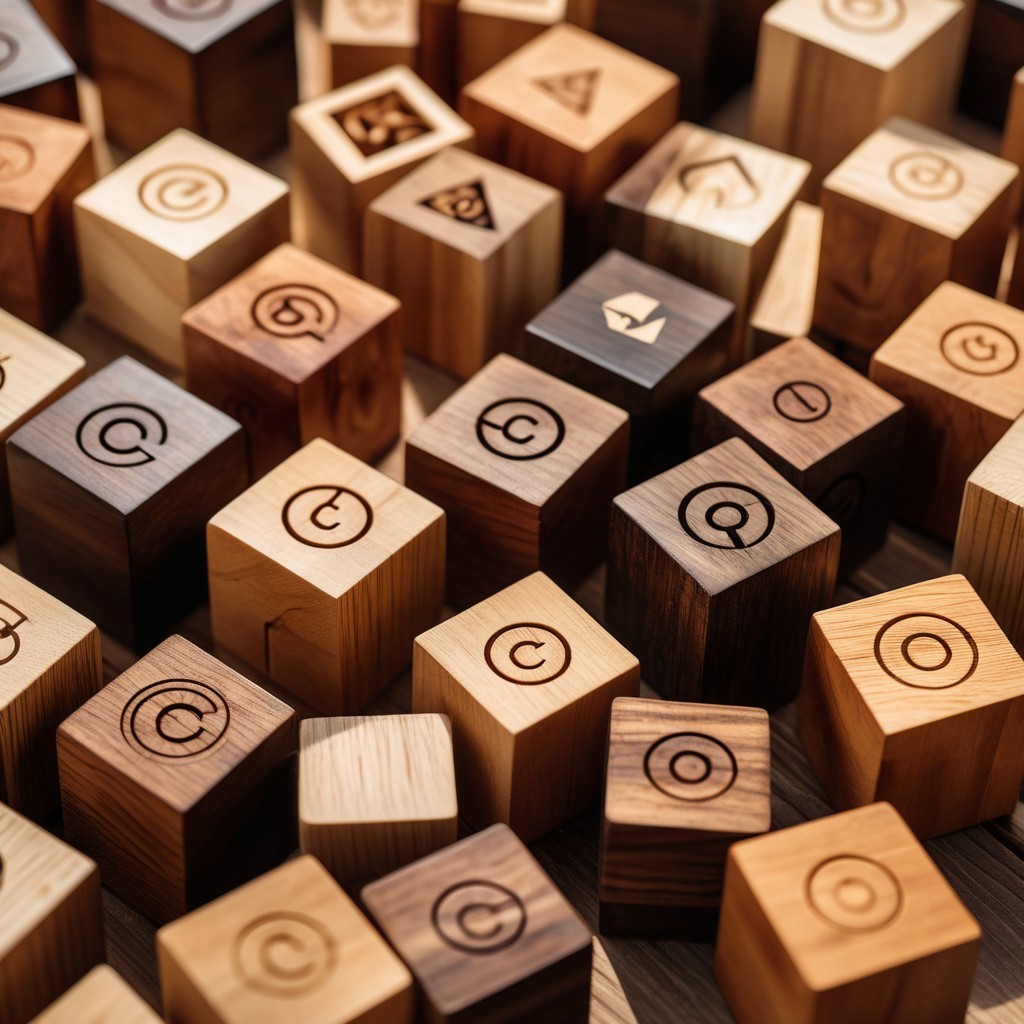 Colorful Wooden Blocks with Geometric Designs