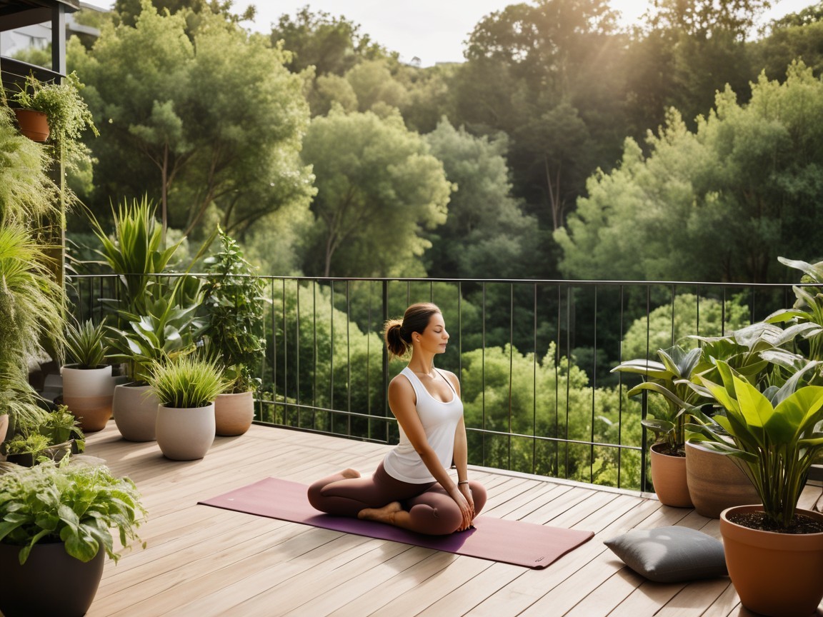 Woman Practicing Yoga in Serene Outdoor Setting