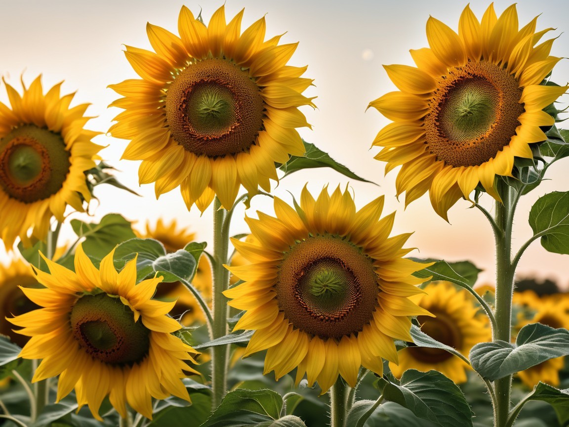 Vibrant Field of Blooming Sunflowers at Sunrise