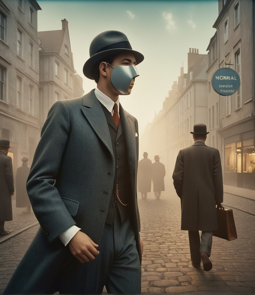 Vintage Fashion in a Foggy Street Scene