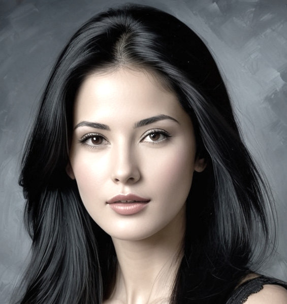 Close-Up Portrait of a Young Woman with Black Hair