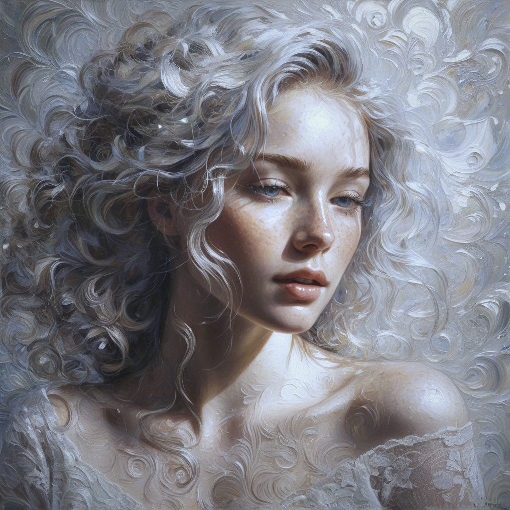 Close-up Portrait of a Young Woman with Curly Hair