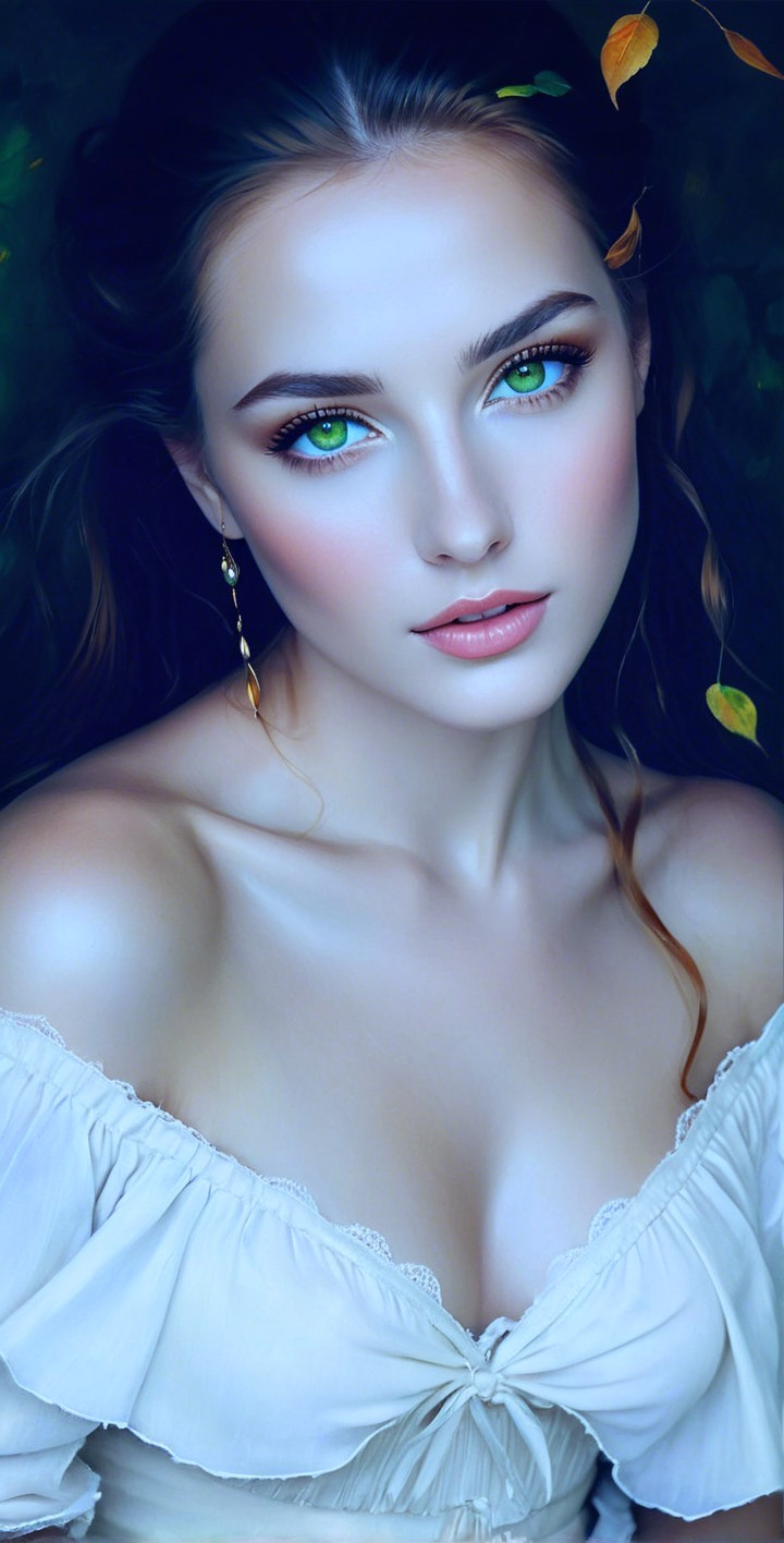 Close-up Portrait of a Woman with Green Eyes