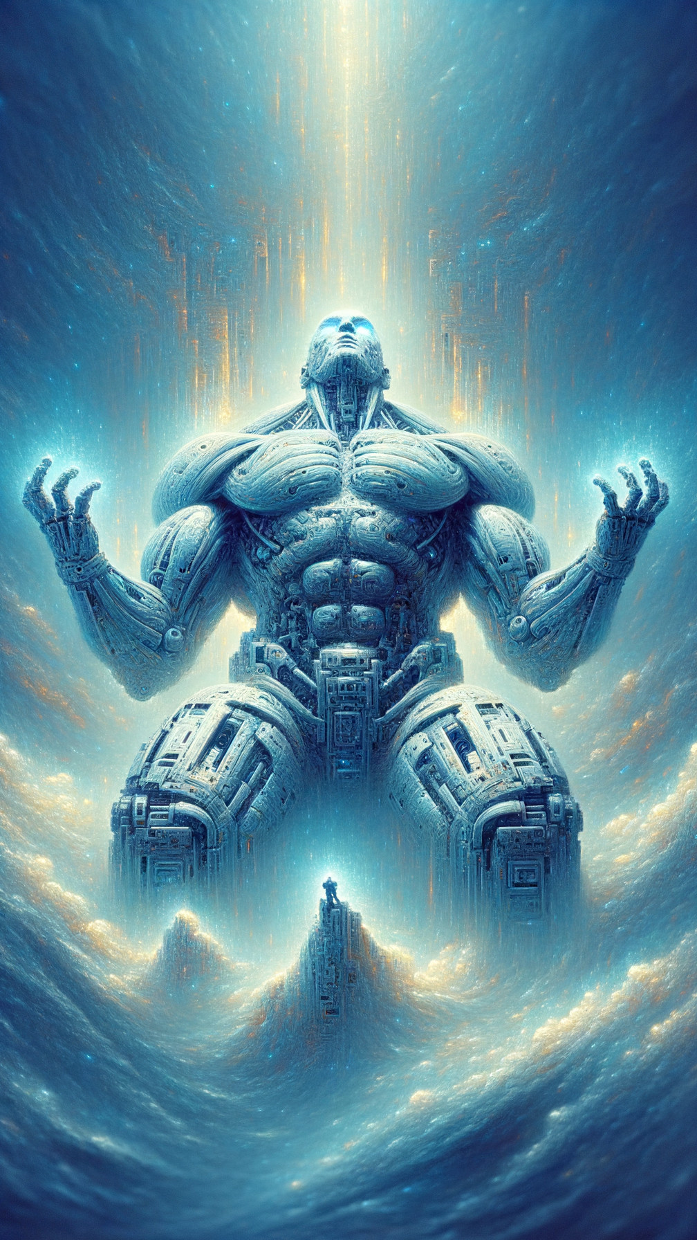 Colossal Humanoid Figure in Misty Landscape