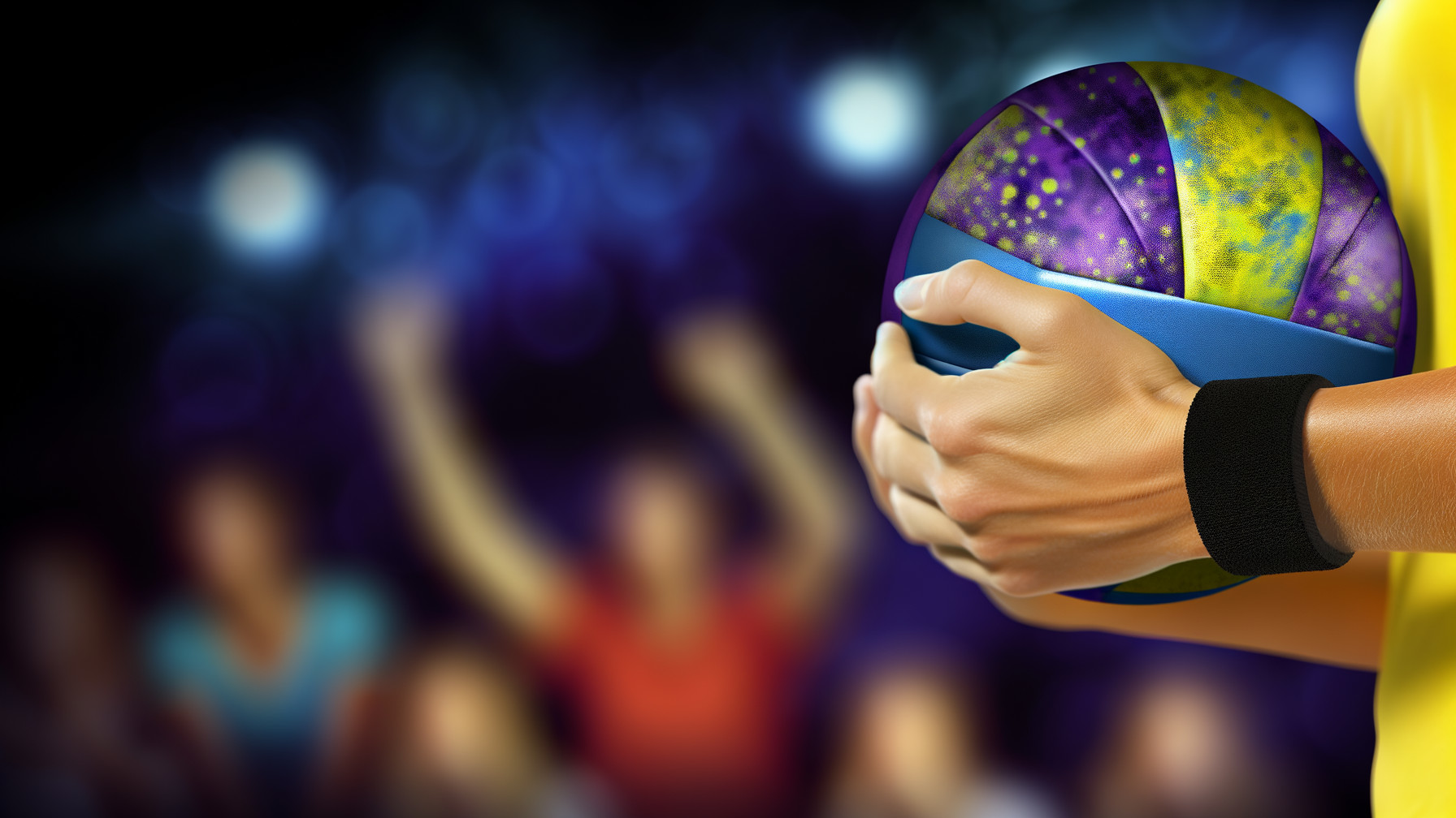 Close-Up of Colorful Basketball with Cheering Crowd