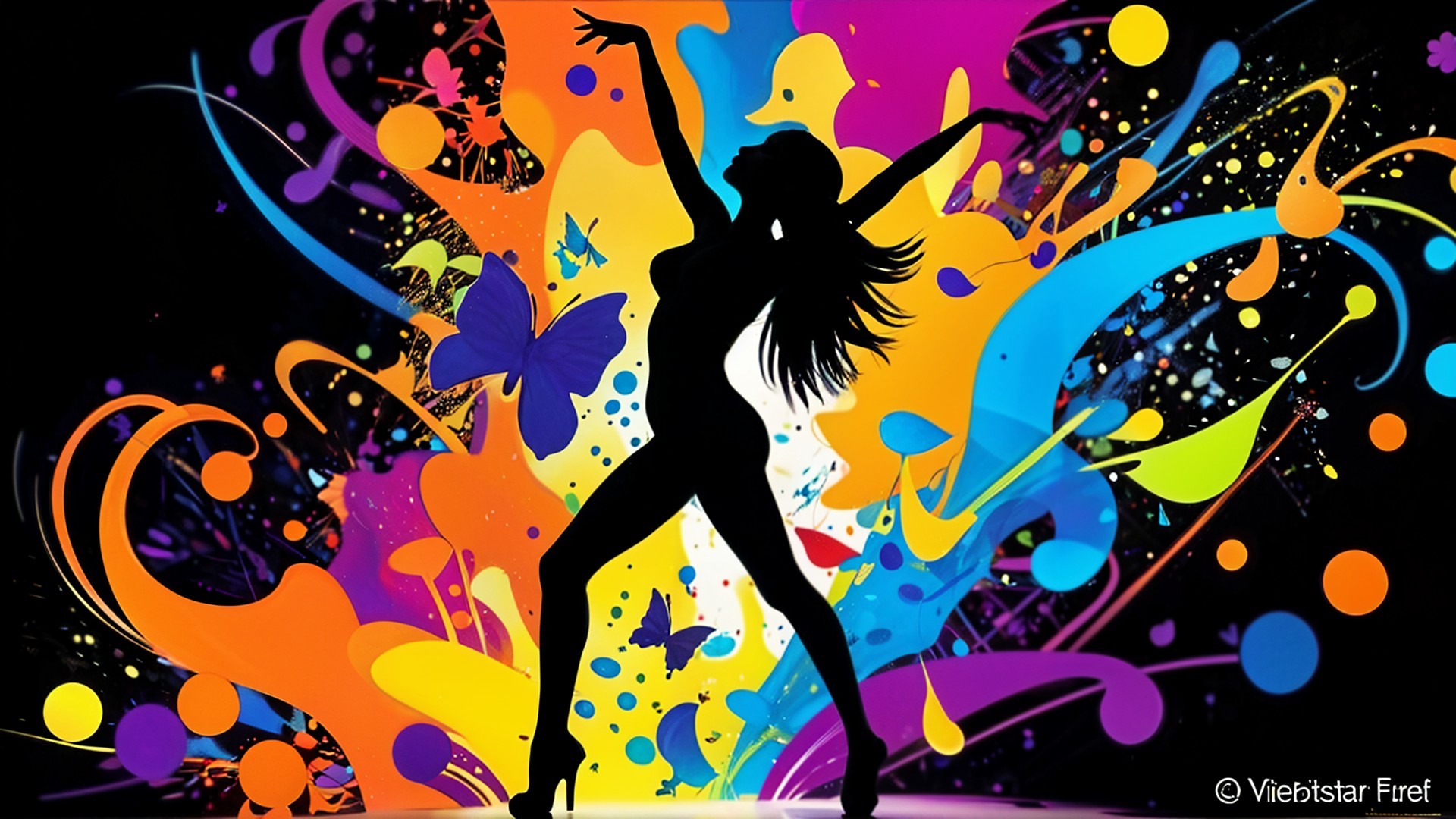Silhouette of a Dancing Woman with Abstract Background