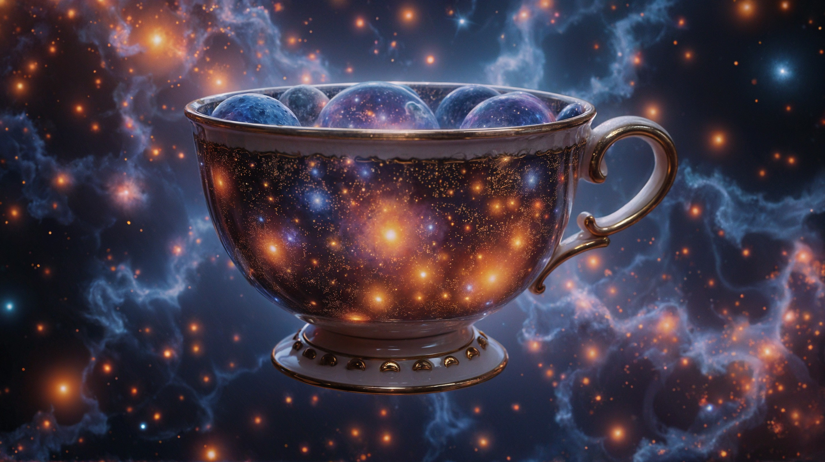 Decorative Cup with Galaxy Design and Cosmic Elements