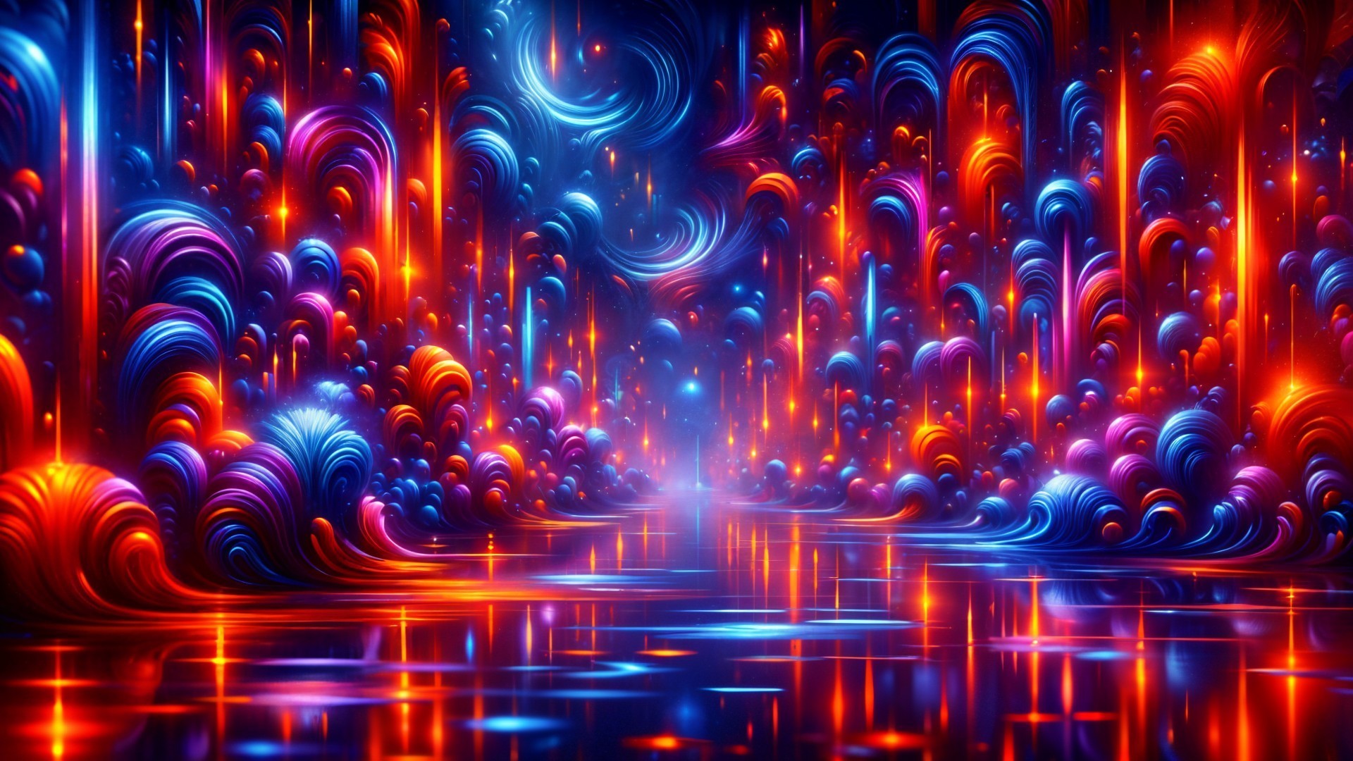 Surreal Landscape with Vibrant Colors and Patterns