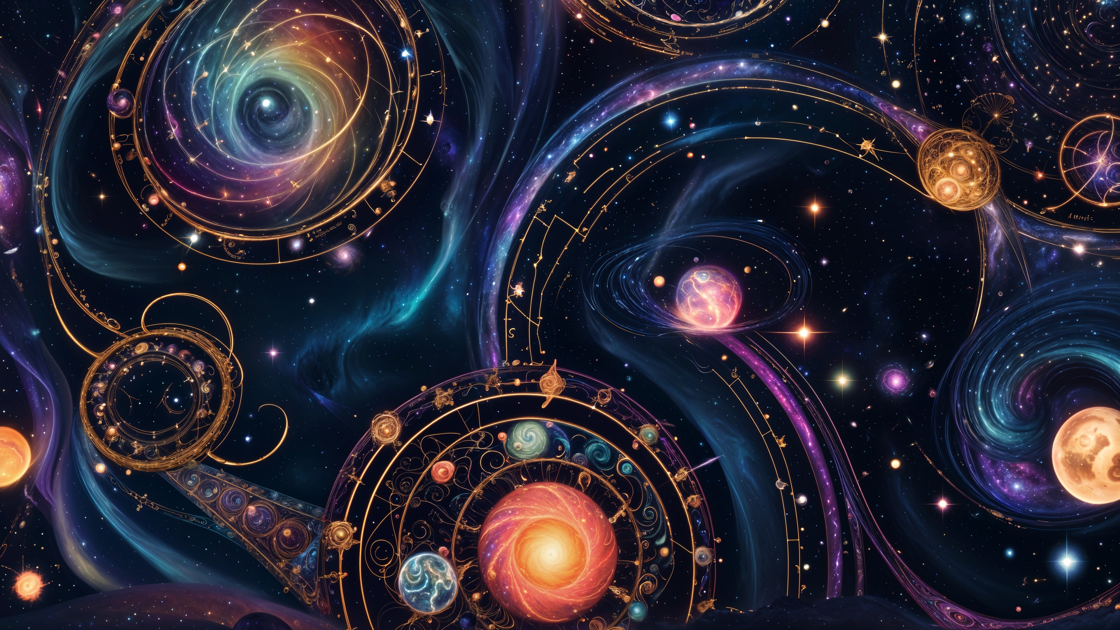 Vibrant Cosmic Scene with Galaxies and Nebulae