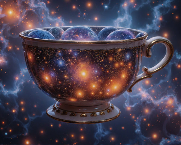 Decorative Cup with Galaxy Design and Cosmic Elements