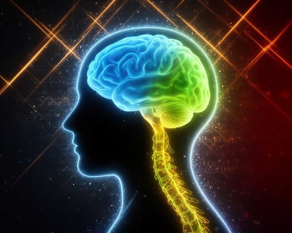 Stylized Digital Artwork of Glowing Human Profile