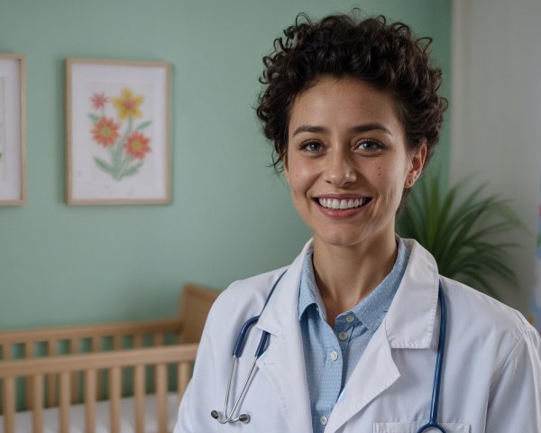 Smiling Female Doctor in Child-Friendly Room