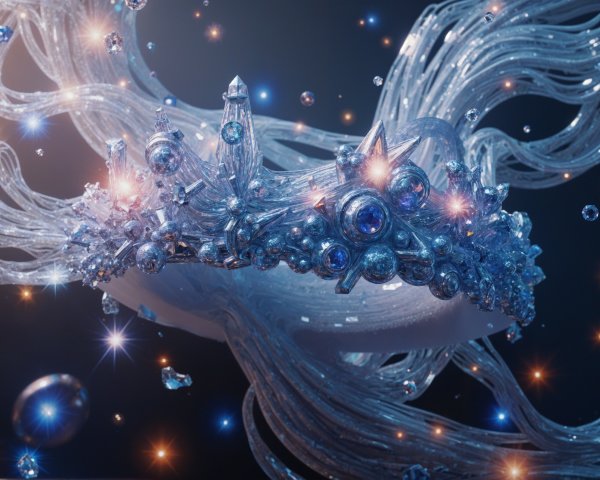 Surreal Composition with Translucent Strands and Stars