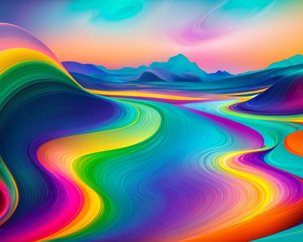 Vibrant Abstract Landscape with Swirling Colors