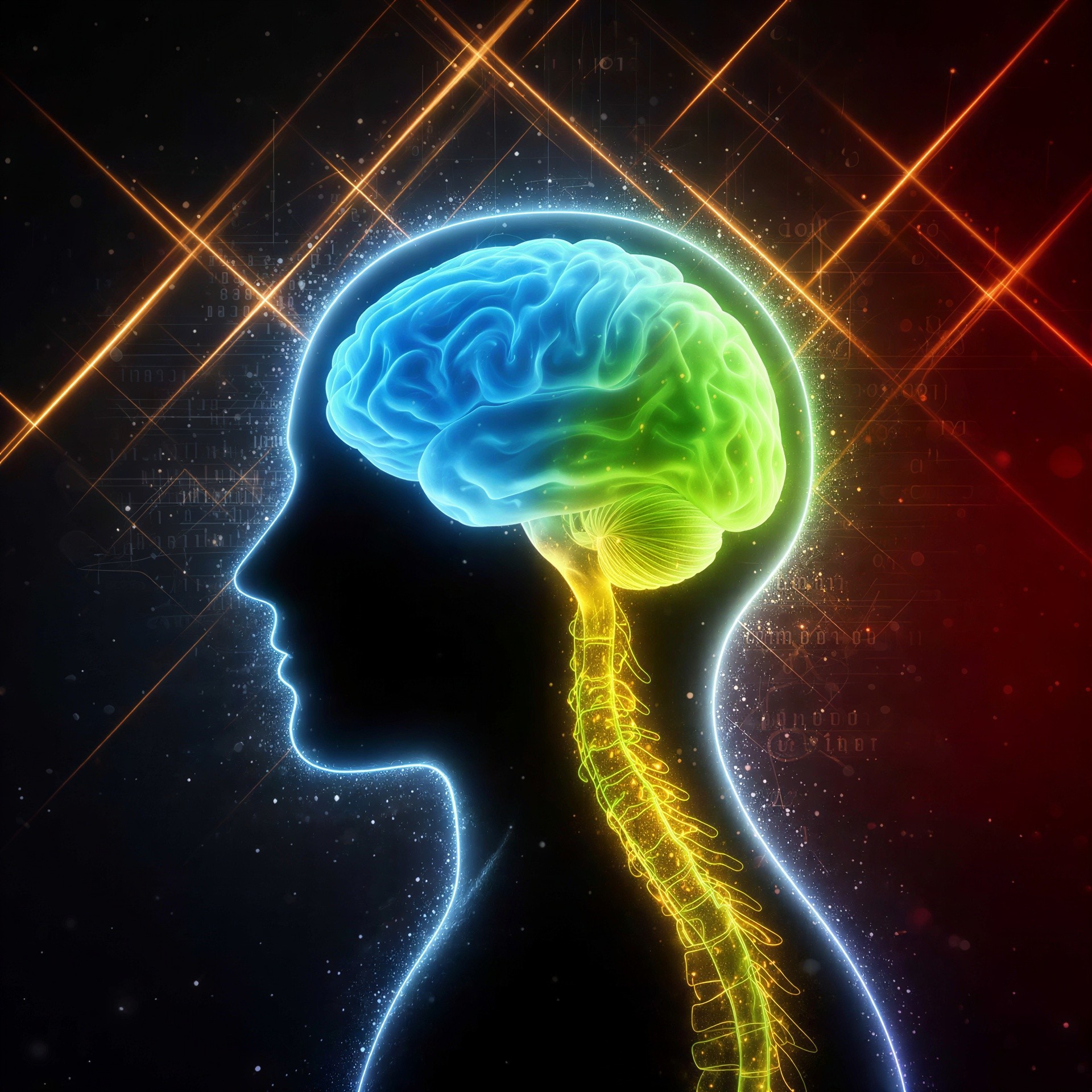 Stylized Digital Artwork of Glowing Human Profile