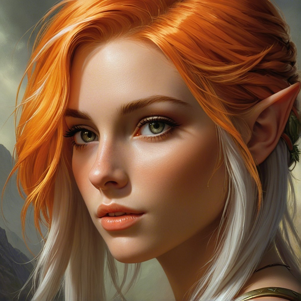 Portrait of a Young Woman with Orange Hair and Green Eyes