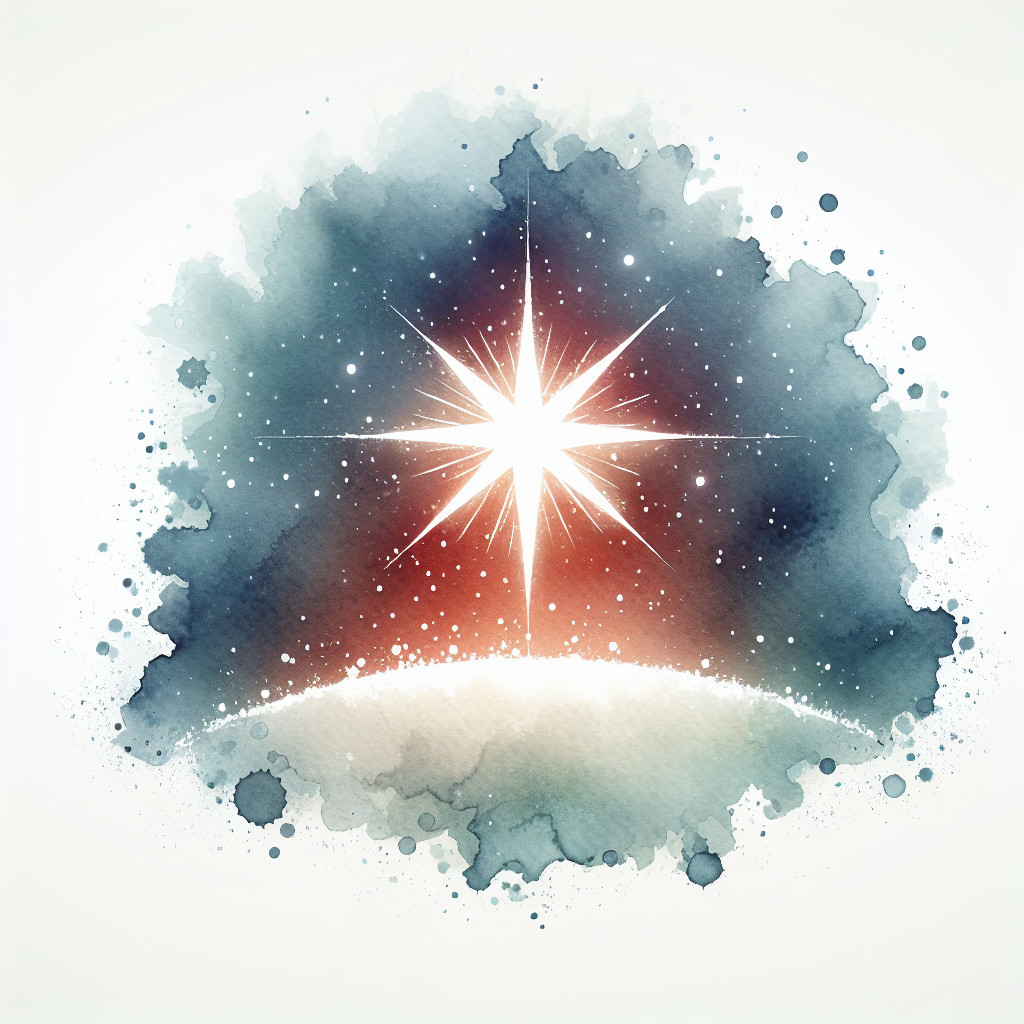 Watercolor Artwork of a Radiant Star in Cosmic Colors