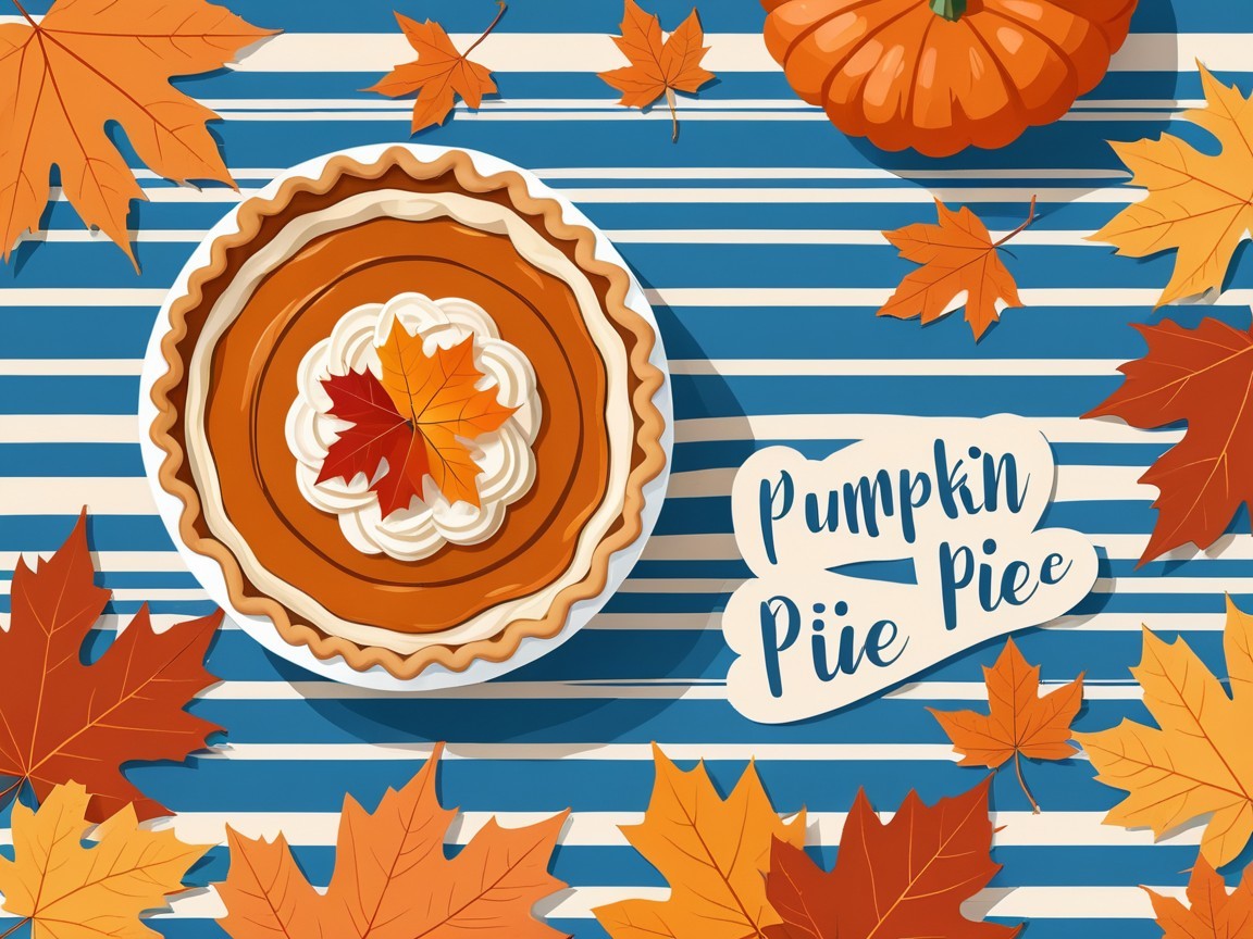 Pumpkin Pie with Whipped Cream and Autumn Decor