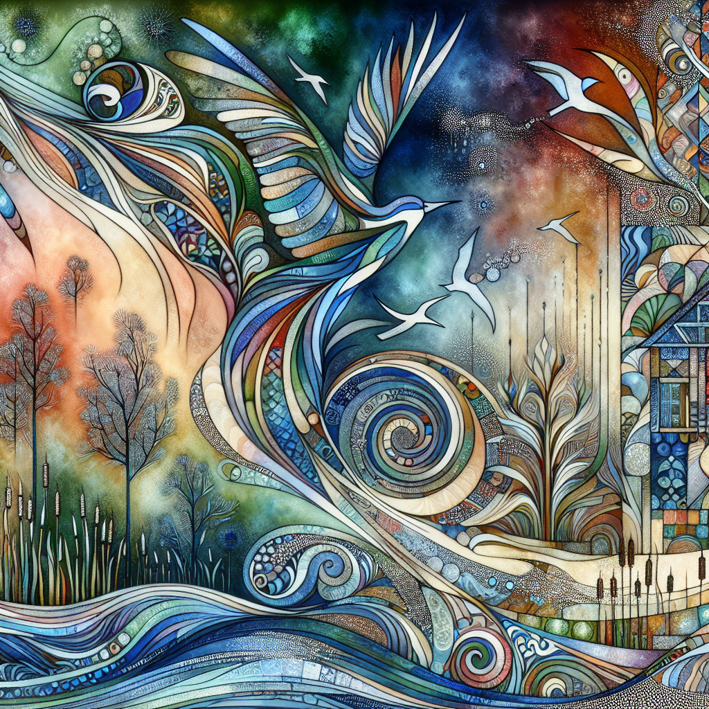 Abstract Scene of Nature and Architecture in Color