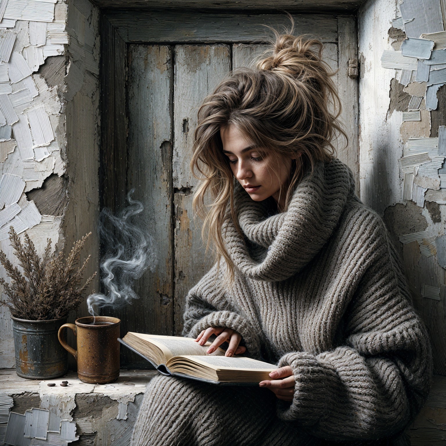 Cozy Scene of a Woman Reading by a Window